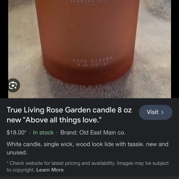 Rose Candle “Above All Things Love” Rose Garden 8 oz 227 gram Never been lit. - Picture 6 of 6